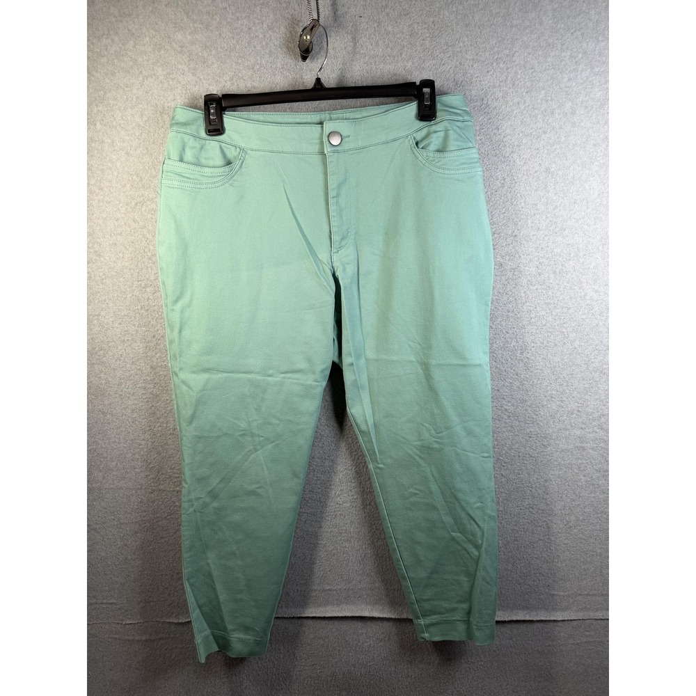 CJ Banks Jeans Womens 16W Green High Rise Ankle Light Wash Denim Pants Casual